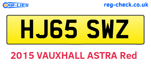 HJ65SWZ are the vehicle registration plates.