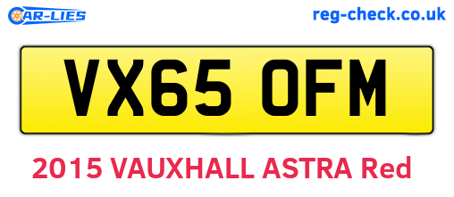 VX65OFM are the vehicle registration plates.