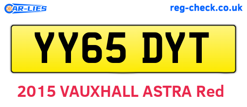 YY65DYT are the vehicle registration plates.