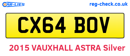 CX64BOV are the vehicle registration plates.