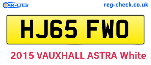 HJ65FWO are the vehicle registration plates.