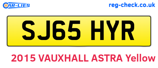 SJ65HYR are the vehicle registration plates.