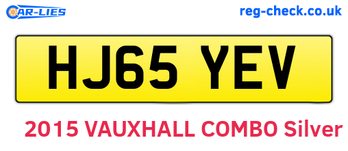 HJ65YEV are the vehicle registration plates.