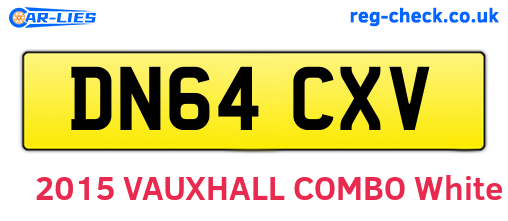 DN64CXV are the vehicle registration plates.