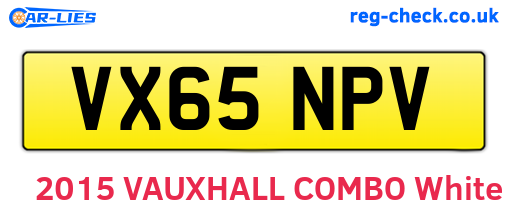 VX65NPV are the vehicle registration plates.