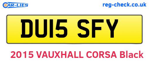 DU15SFY are the vehicle registration plates.