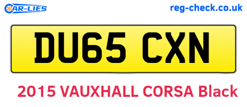 DU65CXN are the vehicle registration plates.