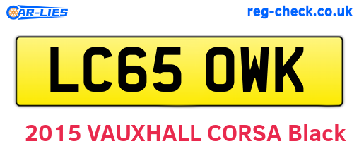 LC65OWK are the vehicle registration plates.
