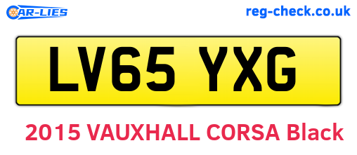 LV65YXG are the vehicle registration plates.