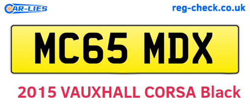 MC65MDX are the vehicle registration plates.