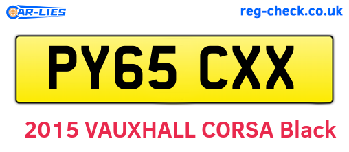 PY65CXX are the vehicle registration plates.