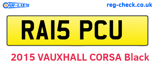 RA15PCU are the vehicle registration plates.