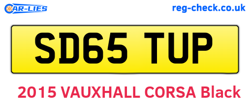 SD65TUP are the vehicle registration plates.