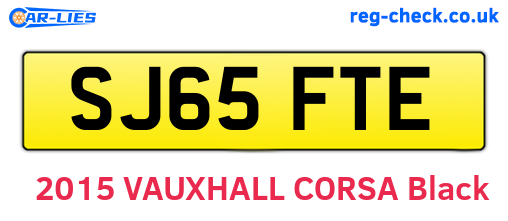 SJ65FTE are the vehicle registration plates.