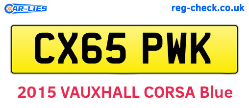 CX65PWK are the vehicle registration plates.