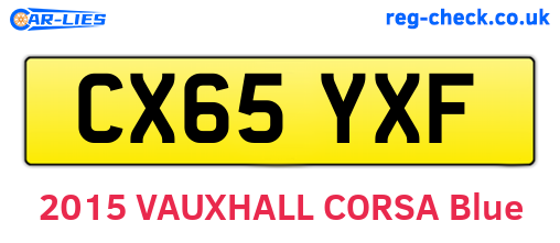CX65YXF are the vehicle registration plates.