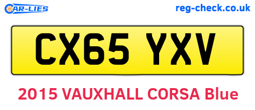 CX65YXV are the vehicle registration plates.
