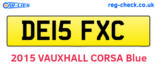 DE15FXC are the vehicle registration plates.