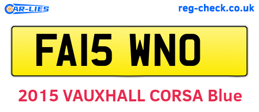 FA15WNO are the vehicle registration plates.