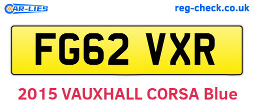 FG62VXR are the vehicle registration plates.