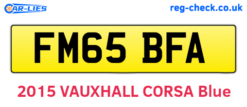 FM65BFA are the vehicle registration plates.