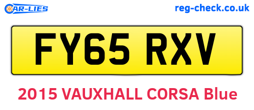 FY65RXV are the vehicle registration plates.