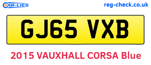 GJ65VXB are the vehicle registration plates.