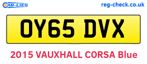 OY65DVX are the vehicle registration plates.