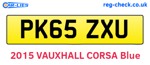 PK65ZXU are the vehicle registration plates.