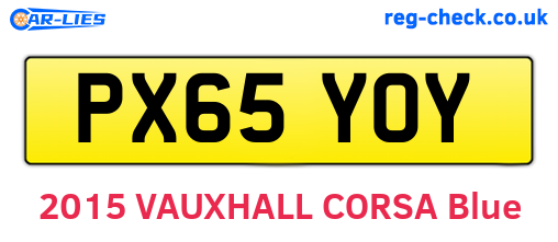 PX65YOY are the vehicle registration plates.