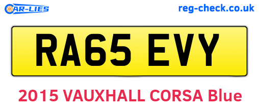 RA65EVY are the vehicle registration plates.