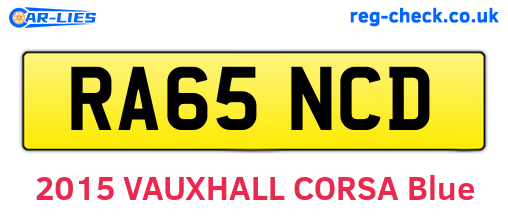 RA65NCD are the vehicle registration plates.