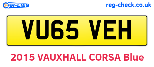 VU65VEH are the vehicle registration plates.