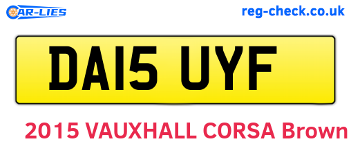 DA15UYF are the vehicle registration plates.