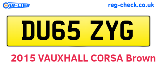 DU65ZYG are the vehicle registration plates.