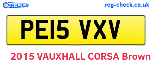 PE15VXV are the vehicle registration plates.