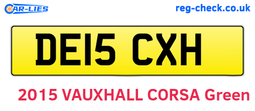 DE15CXH are the vehicle registration plates.