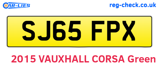 SJ65FPX are the vehicle registration plates.