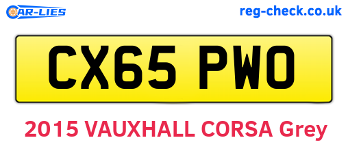 CX65PWO are the vehicle registration plates.
