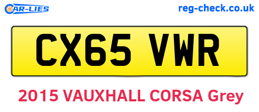 CX65VWR are the vehicle registration plates.