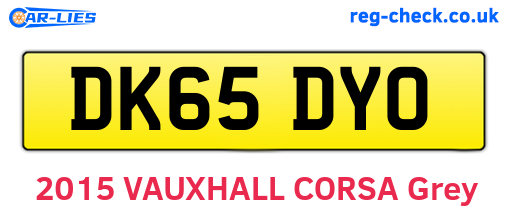 DK65DYO are the vehicle registration plates.