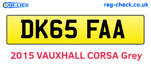 DK65FAA are the vehicle registration plates.