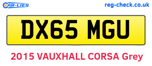 DX65MGU are the vehicle registration plates.