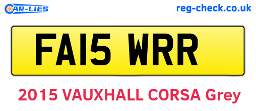 FA15WRR are the vehicle registration plates.