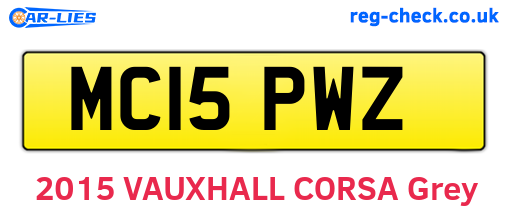 MC15PWZ are the vehicle registration plates.