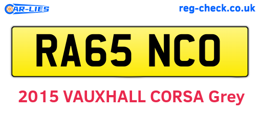RA65NCO are the vehicle registration plates.