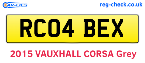 RC04BEX are the vehicle registration plates.