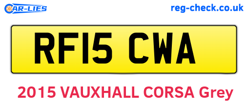 RF15CWA are the vehicle registration plates.