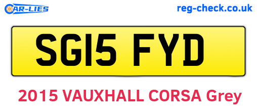 SG15FYD are the vehicle registration plates.