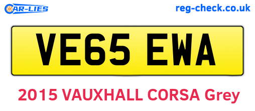 VE65EWA are the vehicle registration plates.
